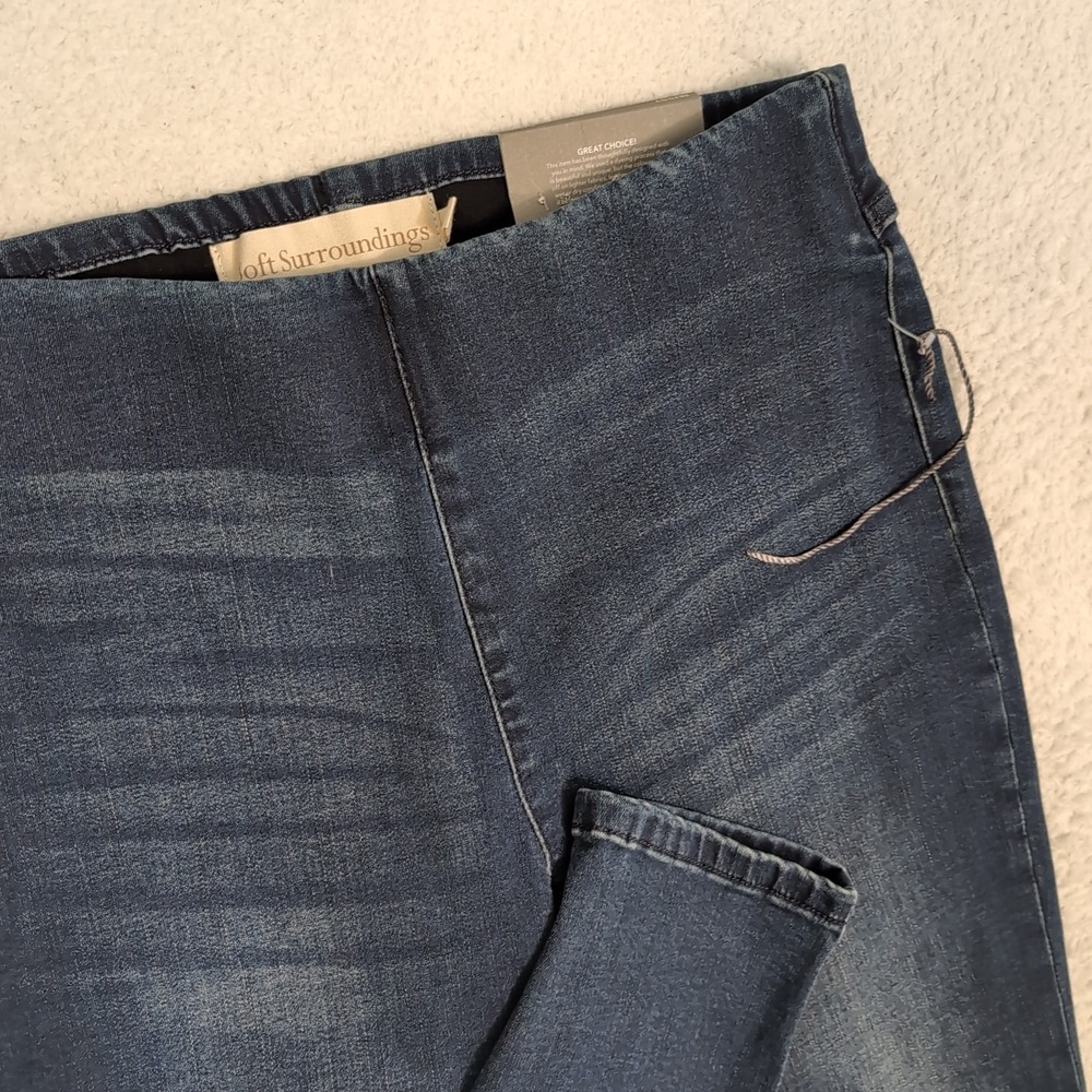 NEW Soft Surroundings Jeans Womens Sm 30"x29" Blue Pull On Denim Supremely Soft